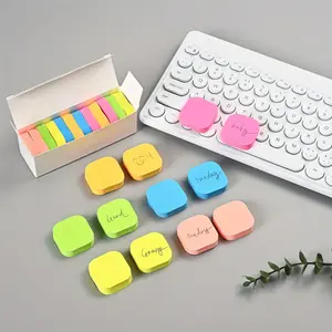 1200 Sheets 6 Colors Adorable Square Round Sticky Notes, Adhesive Tabs, Rounded Corners, Anti-Curl Design, Index Card Labels, Office School Supplies