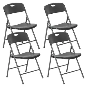 Folding Chairs with Ergonomic Back, Heavy Duty Plastic Stackable Portable Folding Chairs, Weight Capacity 330 Lbs, For Home, Office, Party, Wedding, Patio, Garden, Indoor Outdoor