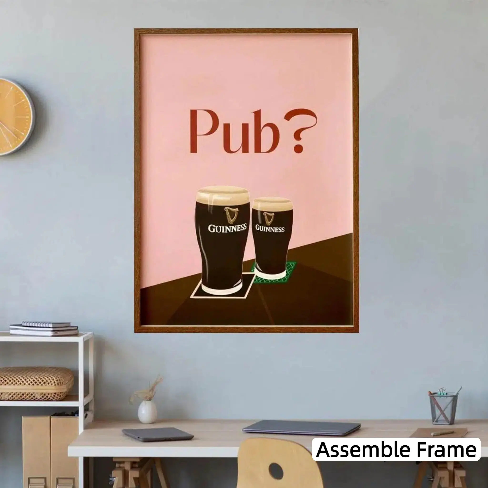 Guinness Theme Illustration Print, DIY Frame Guinness Wall Decor ...