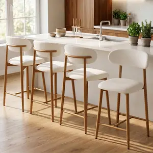 Counter Height Bar Stools Set of 4, Upholstered Counter Stools Modern Barstools with Metal Legs for Kitchen Island Dining Room
