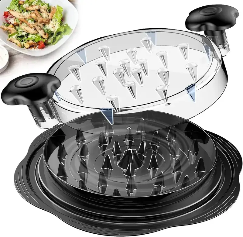 Plastic & Silicone Chicken Shredder Kitchen Utensil - Single Unit Fast Shred Tool with Built-in Spiked Edge, Heat Resistant, Wide Anti-Slip Base, Dishwasher Safe for Barbecue, Fitness Meals, Built-In Plastic Teeth