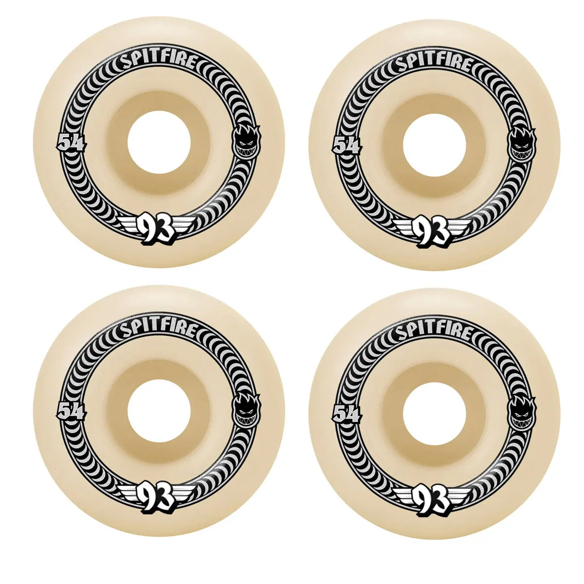 Spitfire Skateboard Wheels 54mm F4 Soft Sliders 93A Classics Natural