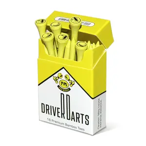 Driver Darts Golf Tees- 18 Premium Bamboo 83mm Tees