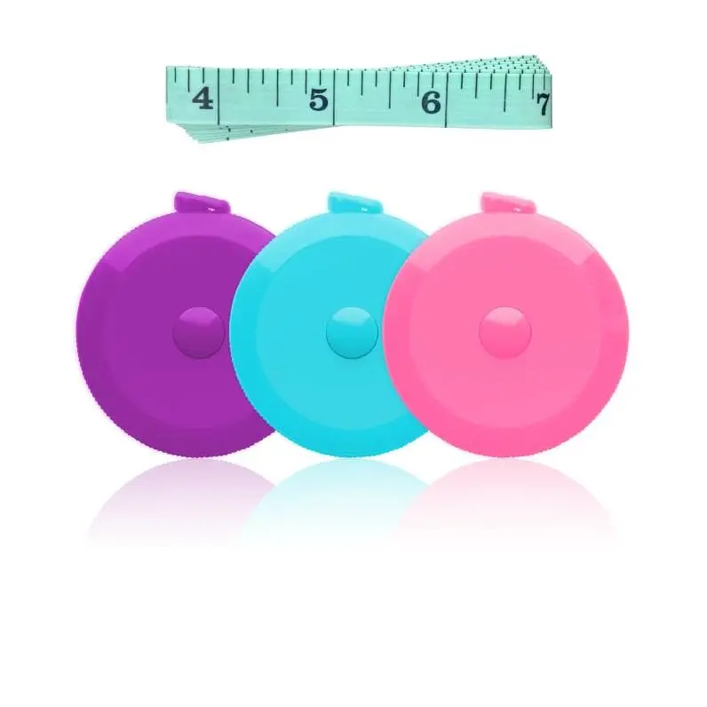 3 Pack Tape Measure Measuring Tape for  Craft  Measurements Retractable 60-inch 1.5 Meter, Small Push Button Dual Sided Tape Measure  Measuring (Pink Purple Sky Blue)