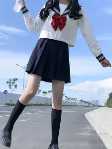 Kawaii School Jk Women's Long Sleeve Uniform Set, Top + Short Skirt + Bow Tie, Preppy Style, Anti-Wrinkle Fabric, Perfect for Cosplay & Parties
