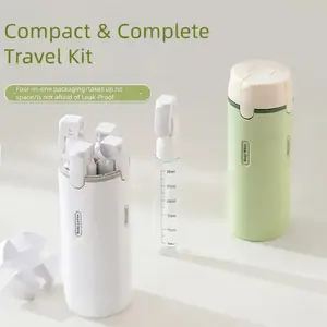 4-in-1 Portable Travel Dispenser Bottle | Leak-Proof Refillable Toiletry Organizer for Shampoo & Cosmetics | Compact Lightweight Design for Easy Carrying