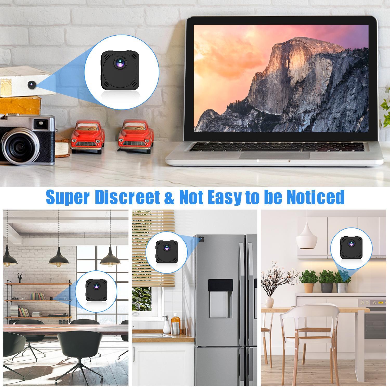 R89 4K Mini Spy Camera WiFi Hidden Wireless Nanny Cam Small Indoor Home Security Secret Cameras Tiny Micro Surveillance Camera with Night Vision AI Human Detection PIR Long-Lasting Battery Life Infrared