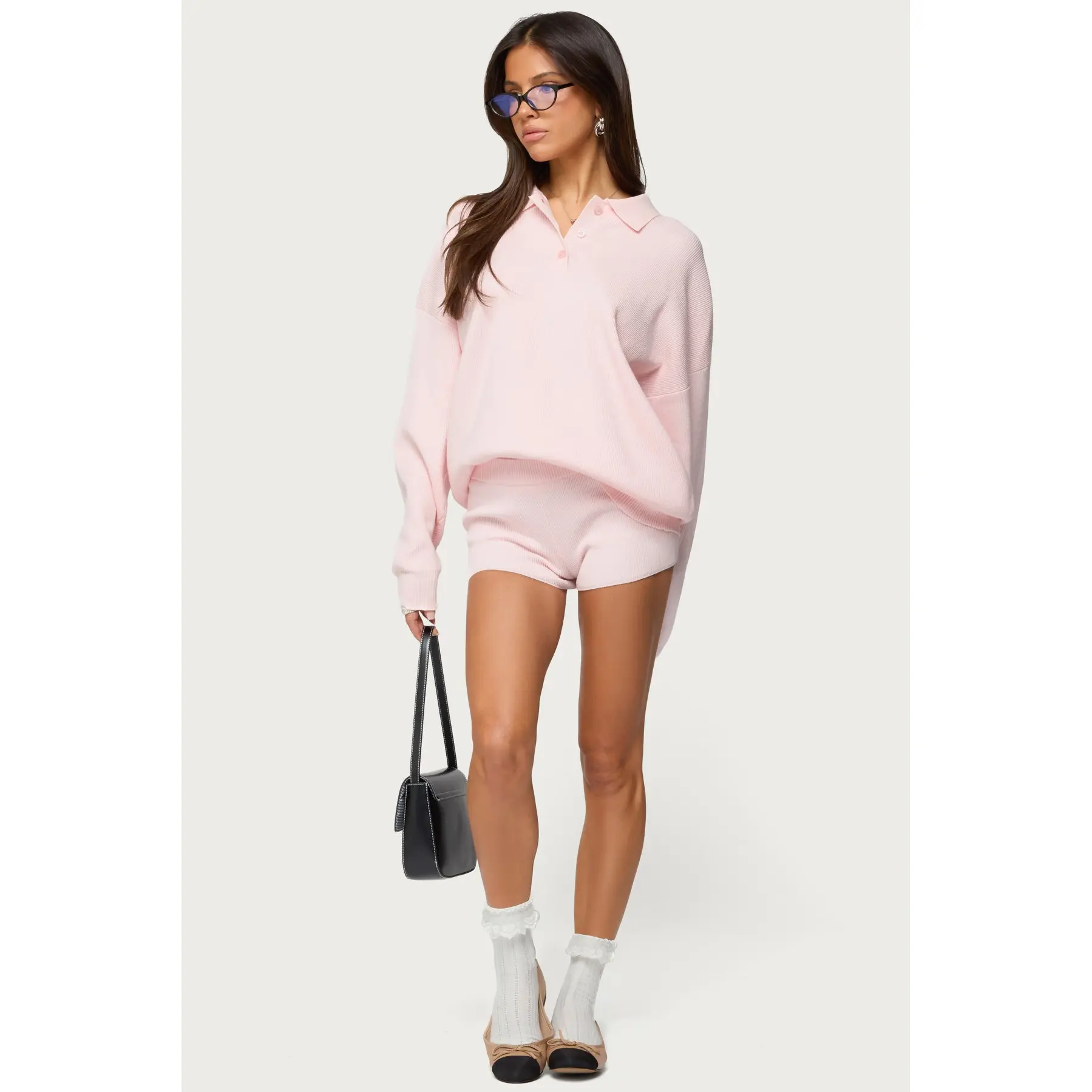 Lorie Mid Rise Ribbed Knit Shorts