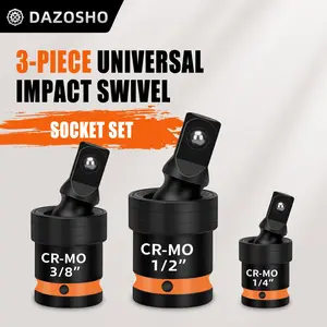 Universal Joint Impact Socket Set 1/2 Inch, 3/8 Inch, 1/4 Inch Drive, Durable Finish, Compatible Manual/electric Wrenches, Car & General Use