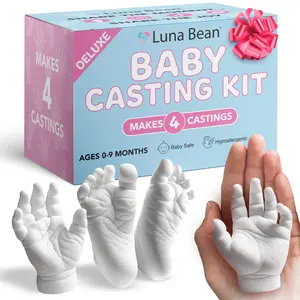 Luna Bean Baby Hands and Feet Casting Kit 4pc – Perfect Gift for New Parents, Baby Showers, Nursery Décor and Maternity