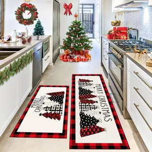 Christmas kitchen mat, Christmas rug, 2Pcs non-slip kitchen rug set, Christmas pattern, soft comfortable foot mat, machine washable easy to clean, Christmas gift, suitable for kitchen, dining room, bedroom, living room, bathroom, Kitchen Rugs Sets