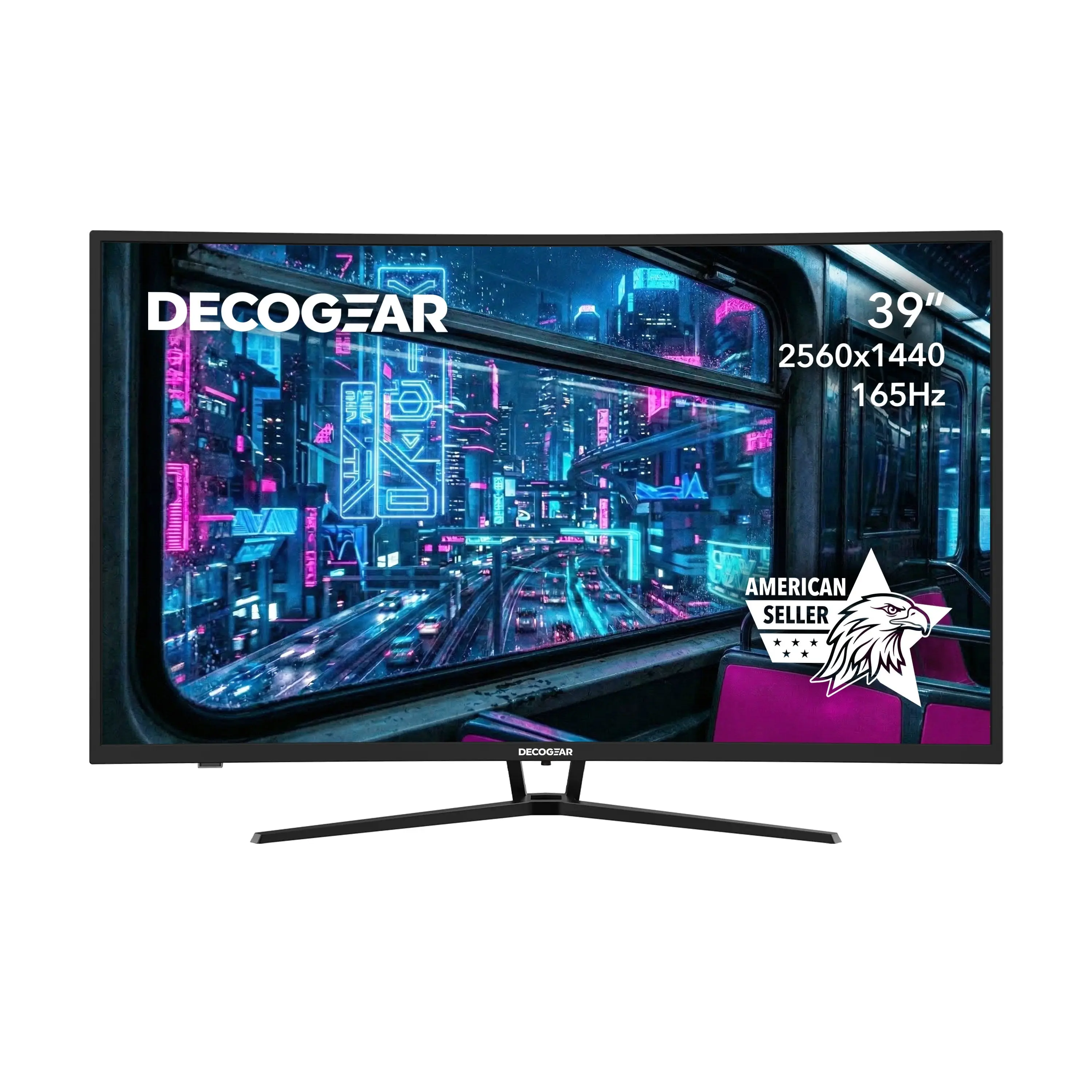 Deco Gear 39" Curved High Resolution Gaming Monitor - 2560x1440, 1ms MPRT, 165 Hz, 4000:1, R3000, Wall Mountable, Wide View, E-LED, Immersive Display