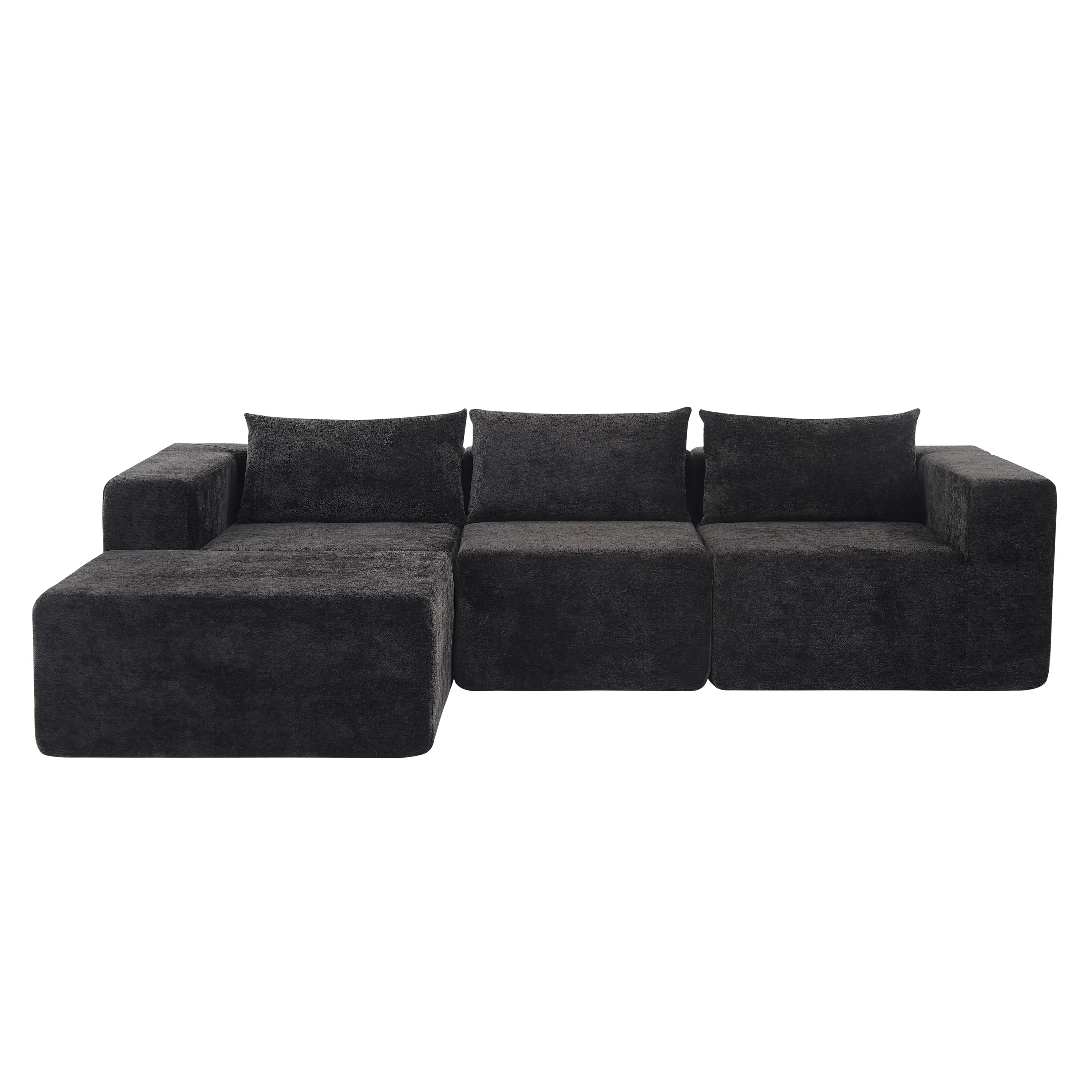 SAVEYOUR Oversized Corduroy Boneless Modular L-Shaped Sectional Sofa with Ottomans, 107" Compressed, High-Density Sponge Seat Cushion, Plump Ergonomic Backrest, Cloud Sectional Couch, Boneless Sectional Couch