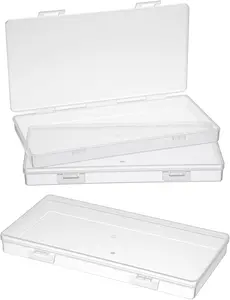3pcs Mini Plastic Storage Box with 6.5x3.3in Clear Rectangle Dustproof Organizer Case Small Clear Plastic Storage Containers Box for Jewelry, Beads, Crafts, Game Pieces, Business Cards