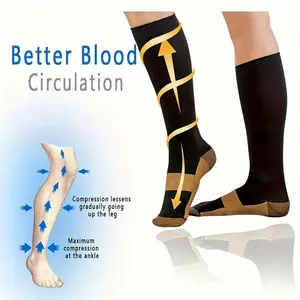6 Pairs Copper Compression Socks - Compression Socks Women & Men Circulation 20-30mmHG S/M-L/XL-XXL - Best For, Running, Athletic