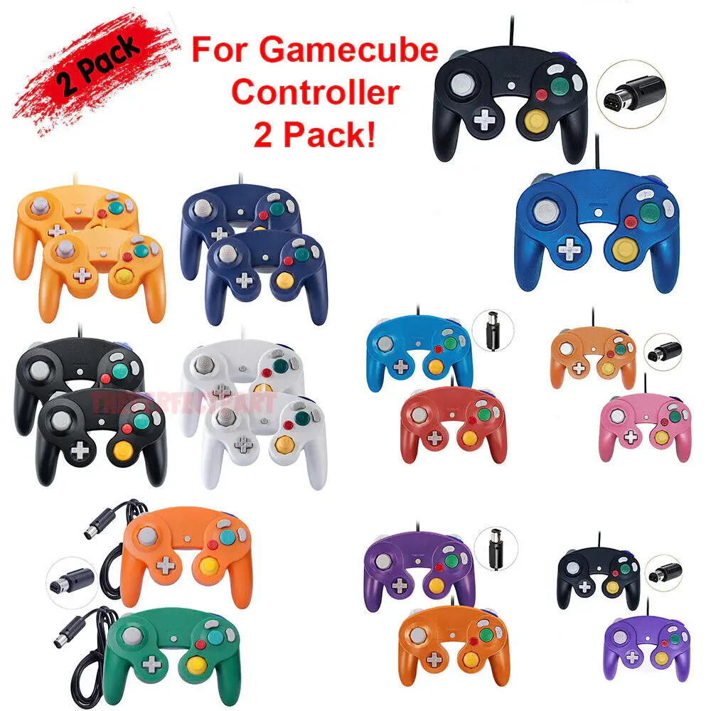 2 Pack Wired NGC Controller Gamepad for Nintendo Gamecube GC & Wii U Console USA Does not apply
