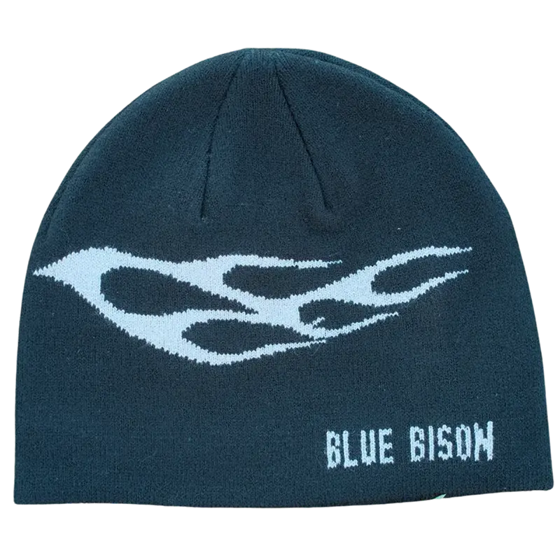 Black Flame Skull Cap