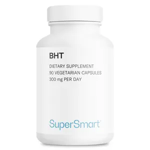 SuperSmart - BHT Supplement 300mg per Day - Butylated Hydroxytoluene | Non-GMO & Gluten Free - 90 Vegetarian Capsules