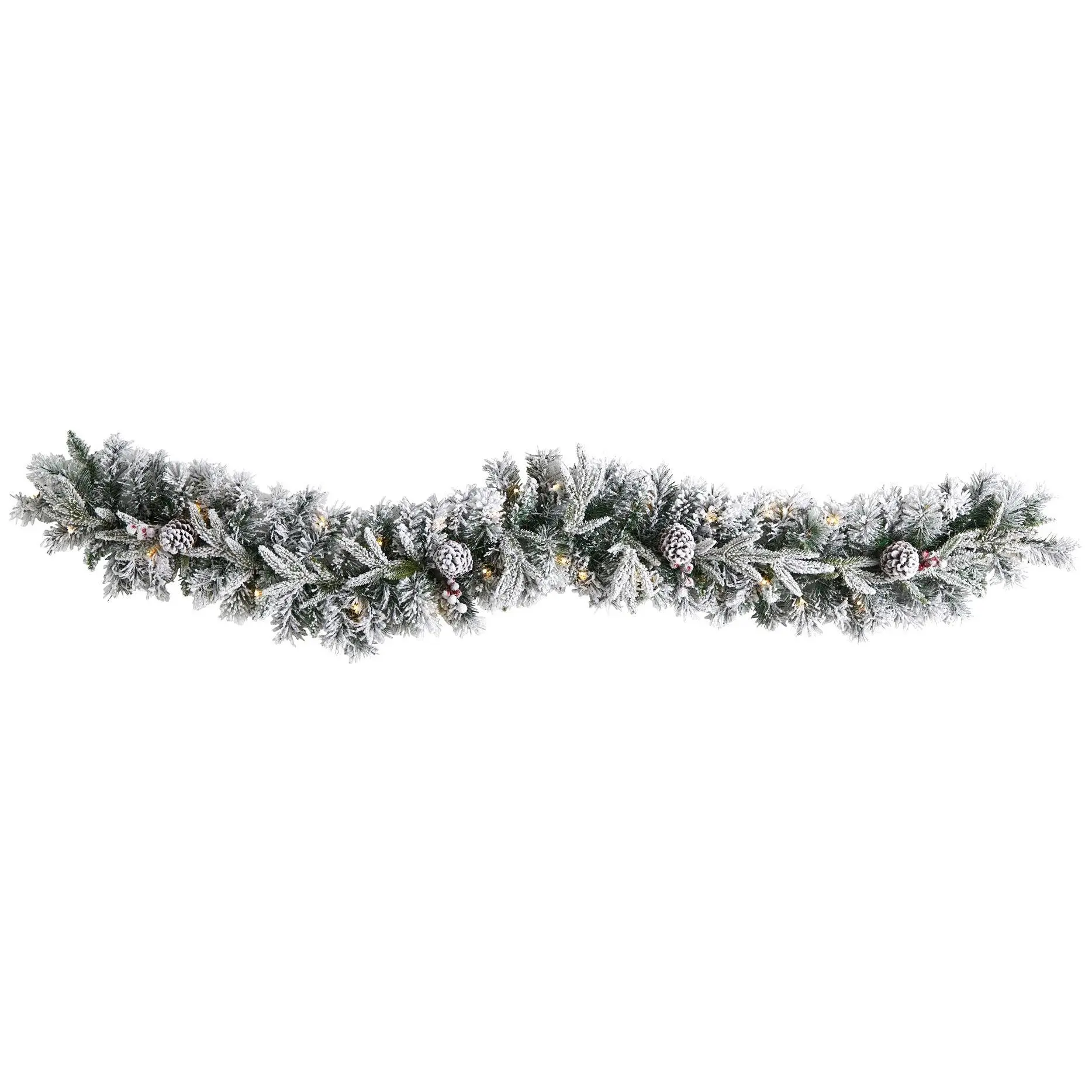 Nearly Natural 6' Flocked Garland w/Pinecones & 35 Lights