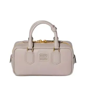 Pre-owned miu miu Fog Grey / Pearl Grey Small Bowling Bag【2604052】