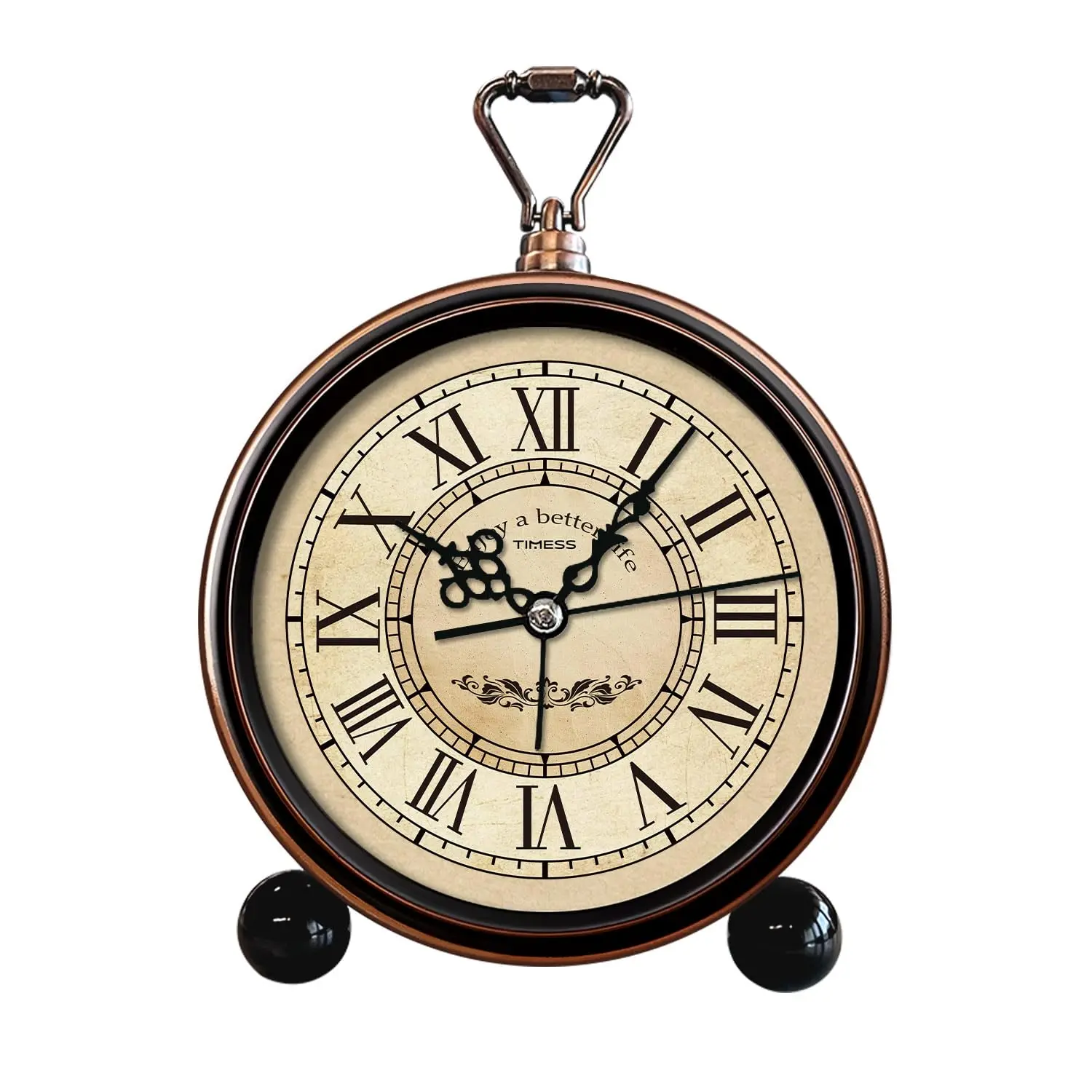 Vintage Silent Alarm Clock with Large Roman Numeral Dial and Metal Frame, Home Decor for Living Room Bedroom,Retro Decoration,Holiday and Birthday Gift homedecor