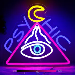 SERBASIC Dimmable Evil Eyes Letter-Shaped LED Neon Sign - Wall-Mounted Illuminating LED Decorative Light, Colorful Ambient Home Decoration Lamp, Novelty Lighting for Studio, Bedroom