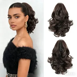 Claw Clip Ponytail Extension 12 Inch Short Curly Wavy Synthetic Jaw Clip Hairpiece for Women Natural Look