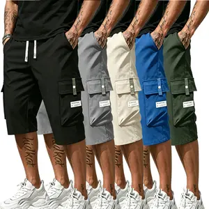 Men’s summer casual fashion cargo pants with multiple pockets, outdoor 7/8 length Tropical Beige Trouser Menswear free gift