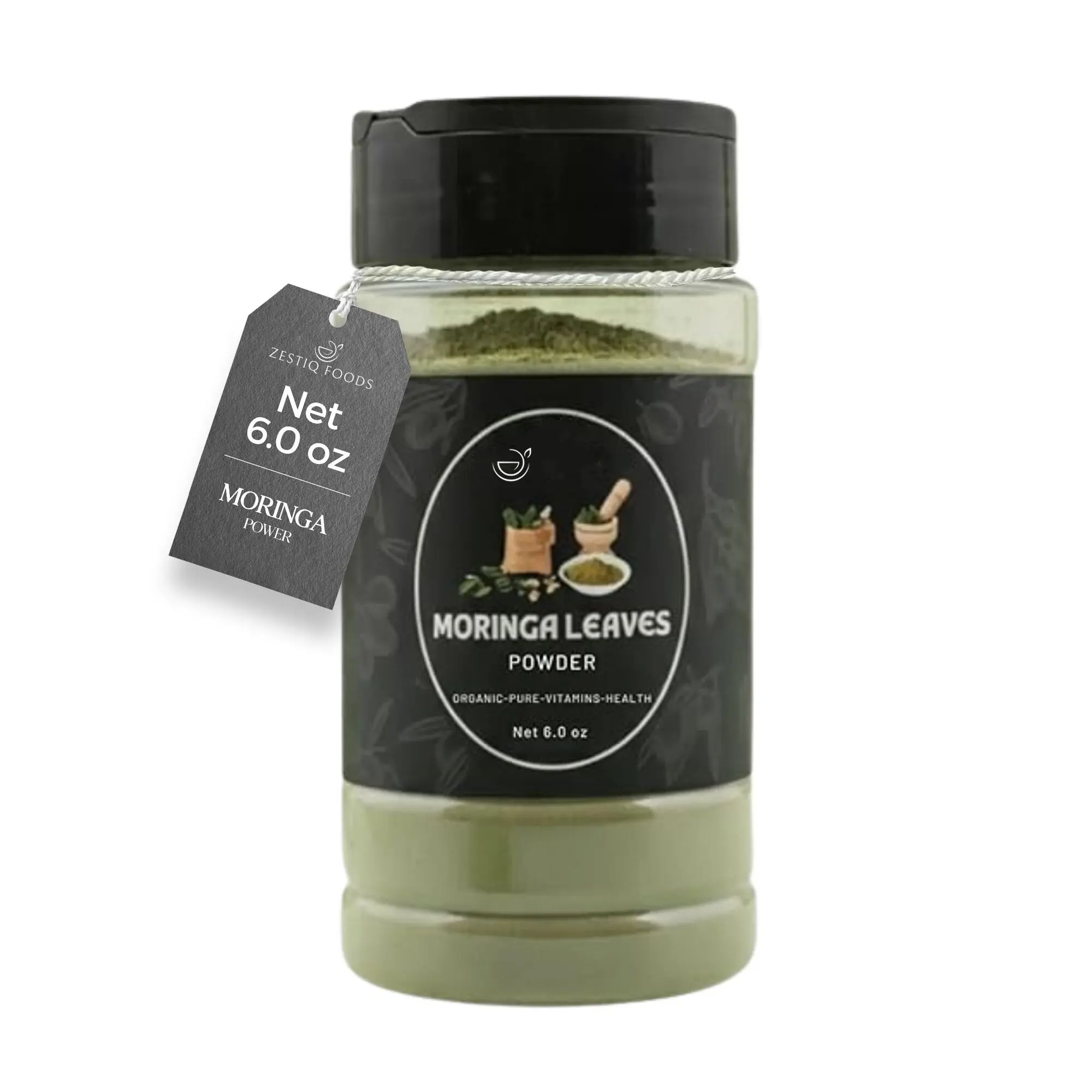 100% Organic Moringa Leaf Powder – Natural Superfood for Immunity & Wellness | 6.0 Oz Jar