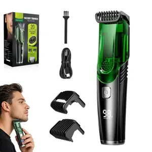 Beard Trimmer for Men, Vacuum Beard Shaver, Vacuum Mustache Trimmer for Less Mess, Built-in Vacuum Trimmer for Mustache, Sideburns, Facial Hair, Rechargeable Electric Beard Cutting Kit with Adjustable Length Comb, Father's Day Gift