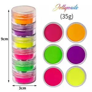 6 fluorescent Neon Pigments powders colors mix glitter nail art. makeup shadows Nail Care Manicure