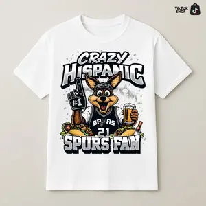 Crazy Hispanic Spurs Fan T-Shirt Funny San Antonio Basketball Shirt Fiesta Beer Taco Sports Fan Tee