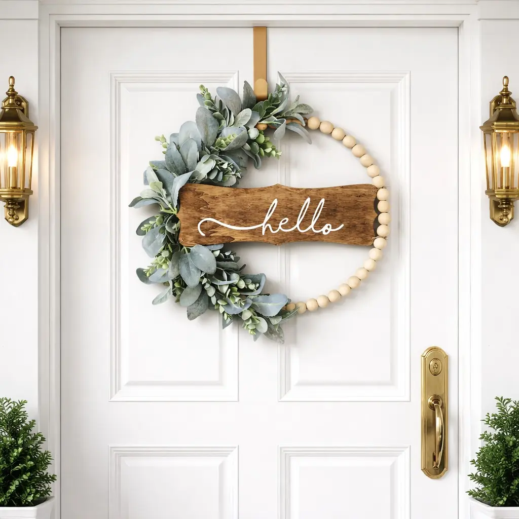 Four-Season Artificial Flower Decorative Wreath Door Hanging, Garden Courtyard Wedding Decoration, Outdoor Party Decorations, Wall Decor, Party Gift, Home Front Door Ornament, Mixed Floral Wreath, Country Style Wreath