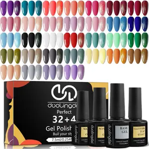 36 PCS Soak Off Gel Nail Polish Set- 32 Colors Gel Polish Kit Base Coat Glossy Matte and Glitter Top Coat Nail Polish Set Green Blue Red Pink Collection 2025 Gifts for Women 2025 Trendy