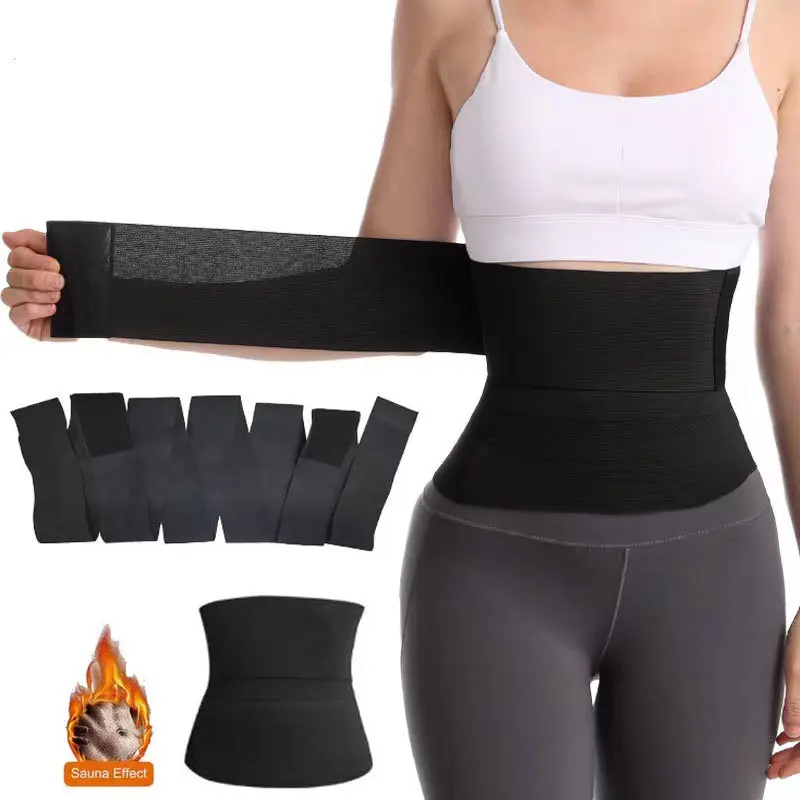 Trimmable Wrap-Style Waist Trainer, Unisex Elastic Compression Binder for Core Stability and Postpartum Recovery with Hook and Loop Closure, Thermal Support, Sweat Waist Trainer, Breathable Fabric, Home Workouts, Adjustable Fit, Easy Clean, Elastic Fabric