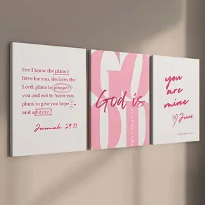 3-Piece Wooden Frame Canvas, Bible Verse Triptych Decorative Poster, Modern Art, Waterproof, Ideal for Home, Office, Bedroom Walls