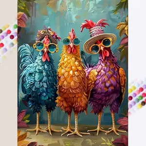 1 set of DIY diamond painting kit, 5D diamond art kit, DIY decoration chicken, sunglasses, colorful mosaic, diamond art, DIY art home decoration, Handicraft