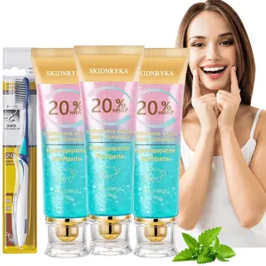 3-Pack Niacinamide Toothpaste — Contains 20% hydroxyapatite and niacinamide, offers a refreshing mint and peach flavor, provides deep cleaning, whitens teeth, helps create a dazzling smile, includes one toothbrush and a portable travel case suitable for e