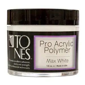 Tones Pro Acrylic Powder: "Max White" – Bright White Sculpting Powder, Pro Finish, High Coverage, Trendy Nail Art Essential