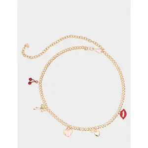 Betsey Johnson MULTI CHARM CHAIN BELT GOLD