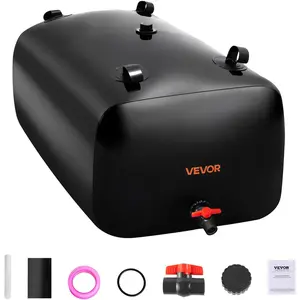 VEVOR Water Storage Bladder, 63.4 Gallon (240L) Water Storage Container Tank, 1000D PVC Large Capacity Soft Bag Bladder, Collapsible Portable for Garden Irrigation, Camping, RVs, Emergency Use - Black