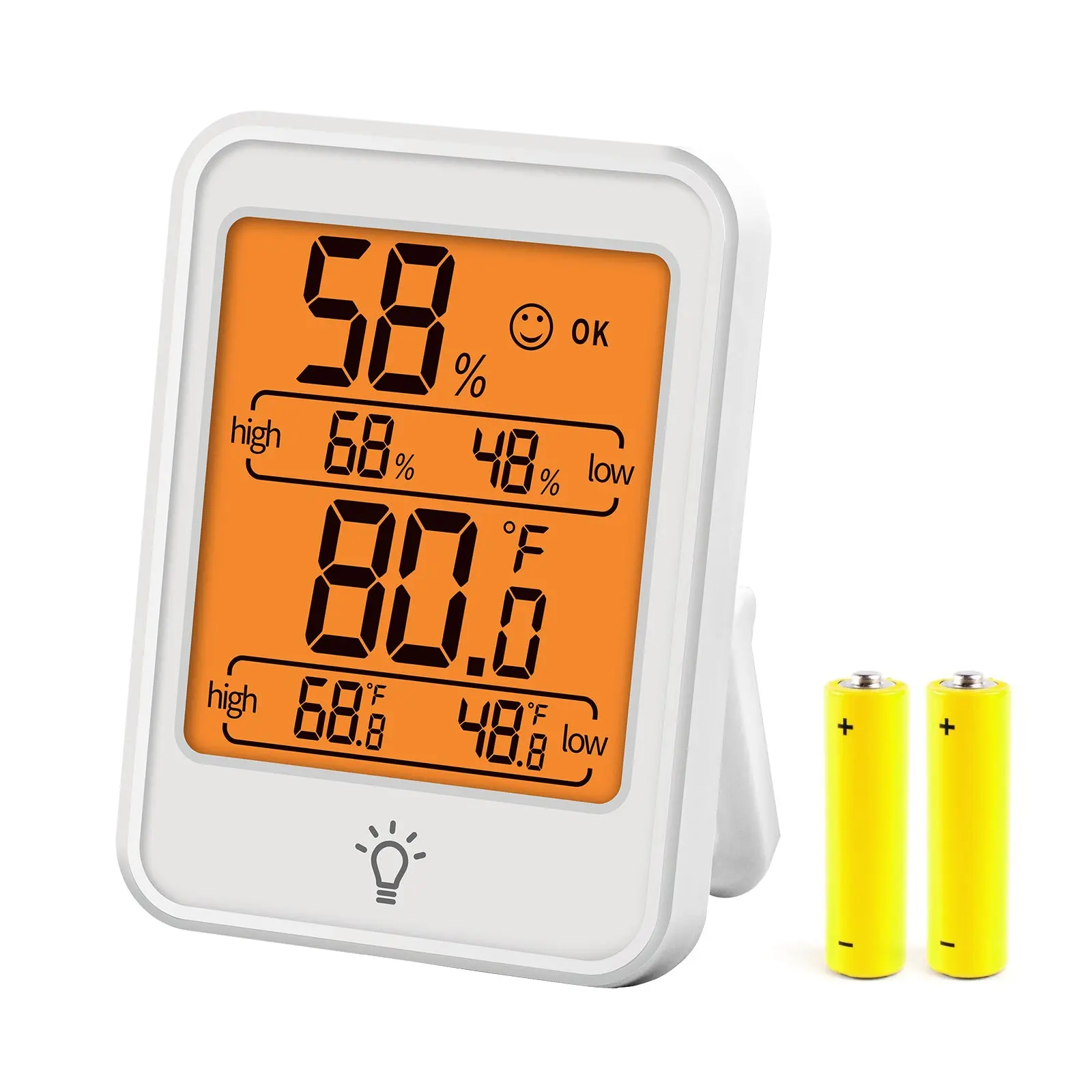EAGLE PEAK Digital Hygrometer Thermometer Humidity Gauge with Backlight Display, Indoor Room Thermometer with Temperature Humidity Monitor for Nursery Room Greenhouse, White