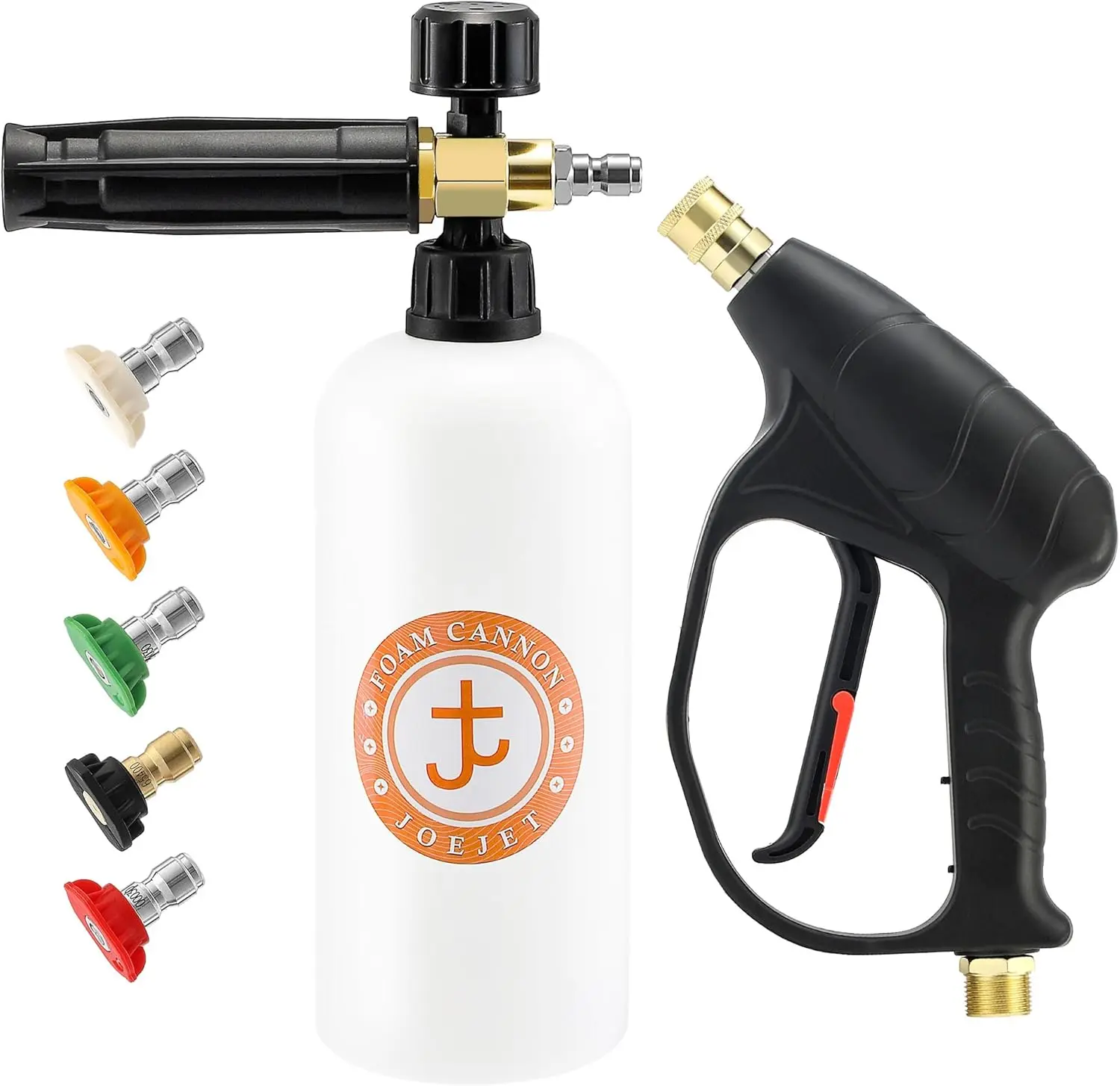 JOEJET Pressure Washer Wand with Foam Cannon, Car Wash Foam Wand with 1/4” Quick Connector 5 Pressure Washer Nozzle Tips 1 Liter Compatible with M22-14mm Fittings, DealsForYouDays,car accessories