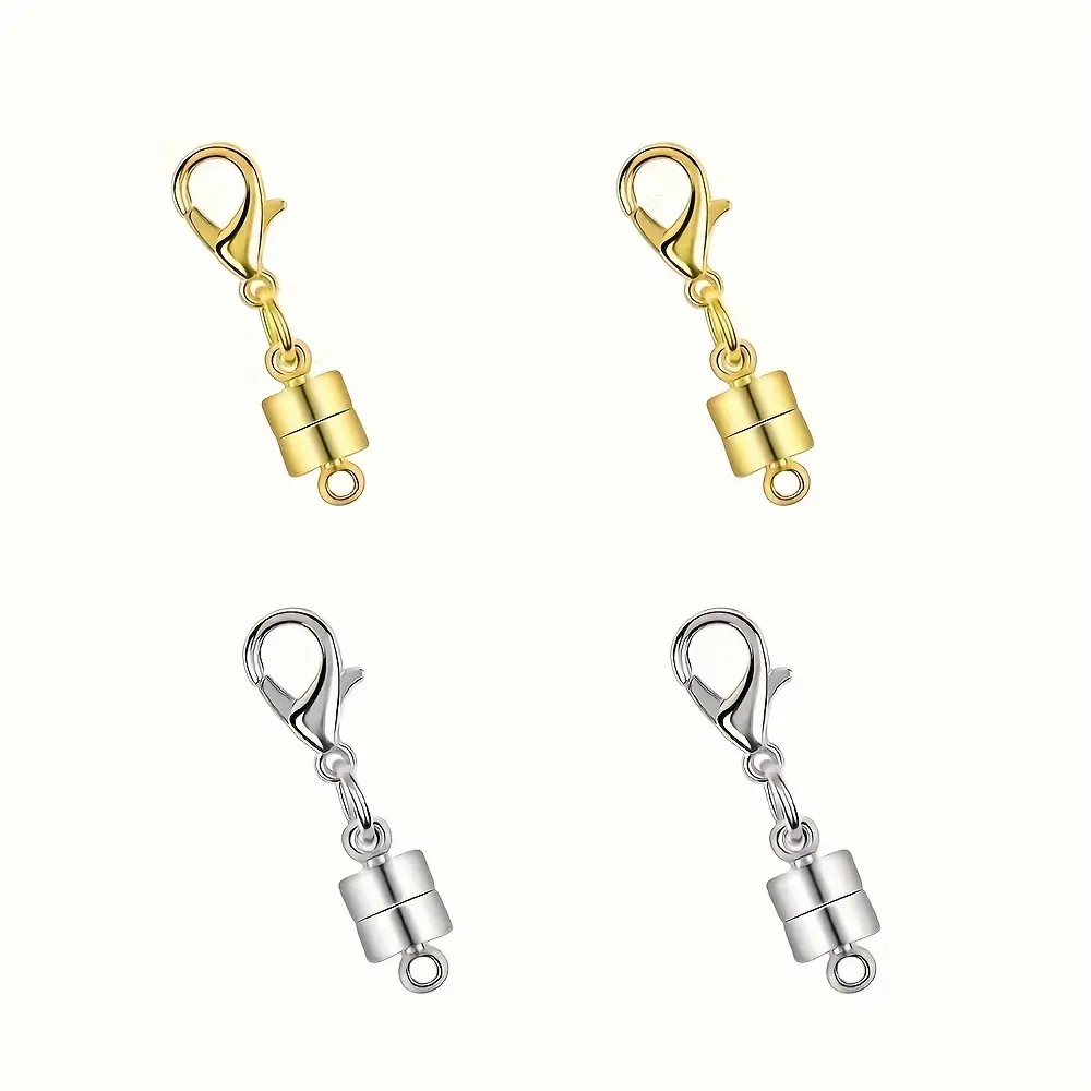 2/4/8/10pcs Magnetic Necklace Clasps and Closures with Lobster Clasp 14K Gold Plated and Silvery Plated Magnet Jewelry Clasps Converters for Bracelet Necklaces Chain