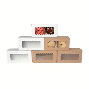 Kraft Paper Cookie Box, 50pcs/100pcs Mini Cookie Box with Clear Window, Compact Size, Easy to Assemble and Fill, Perfect for Gift Giving, Party Favors