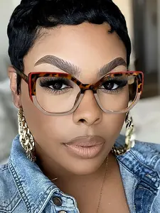 Women's Classic Large Frame Cat Eye Boho Colorful Glasses, High Quality Eyewear, Trendy Casual Frames, Lightweight PC Frame, Anti-Blue Light, Daily Wear for Work Commute
