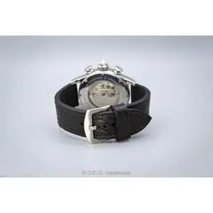 Bison Leather Watch Strap - Black