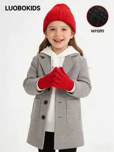 【LUOBOKIDS】Men's Wool Coat for Boys, Medium-Long Length Wool Overcoat, Suitable for Children with Heights of 90-160cm, Western College Style, Winter Insulated Jacket, Thick Heavy Coats