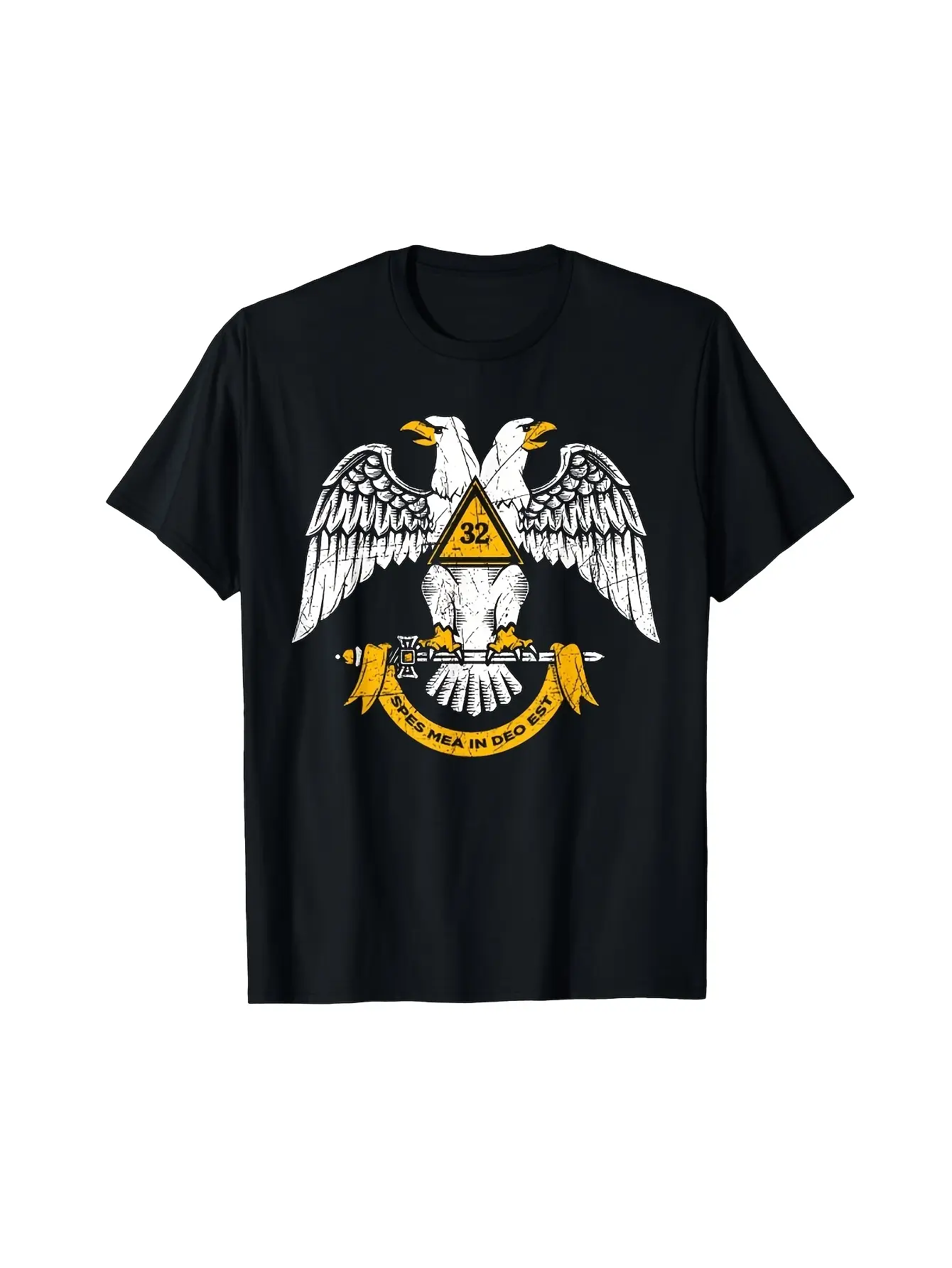 Masonic Scottish Rite Wings Print T-shirt 100 Crew unisex soft cotton short sleeve t shirt, vintage graphic casual tee for men women teens, perfect birthday holiday gift for camping travel gym daily street casual wear