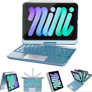 iPad Mini 7/a17 Pro & Mini 6(2021), Qwerty Layout, 360° Rotatable Design, Touchpad Keyboard with 7-Color Backlight, Multifunctional Keyboard, Only Keyboard Case, Wireless Tablet Keyboard